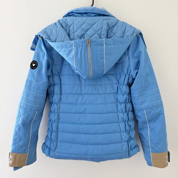 Obermeyer Hadley Ski Jacket Womens 10P Puffer Hooded Apres Y2K Snow Retro Blue - Picture 2 of 12